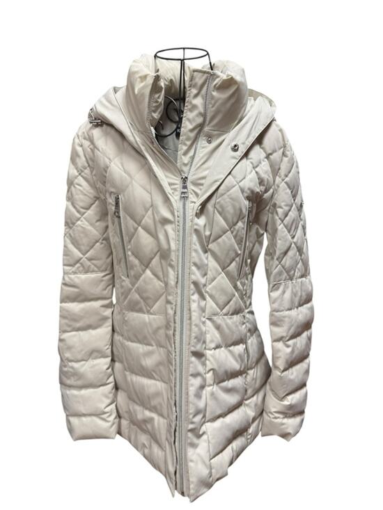 Karl Lagerfeld Jackets & Blazers - Karl Lagerfeld Cream Quilted Hooded Puffer Jacket Large